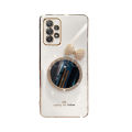 For Samsung Galaxy A32 Back Cover + Bowknot Makeup Mirror Fashion Shiny Plating Square Bumper Bling Girls Phone Case Soft TPU Silicone Shockproof Back Cover. 