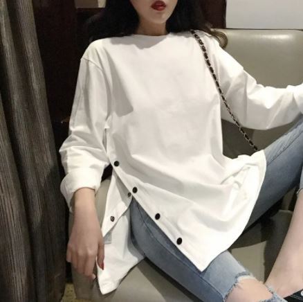 Side%20Button%20Long%20T-Shirt%20O-Neck%20for%20Women,%20Stylish%20and%20Comfortable%20-%20Image%205