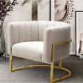 Contemporary Textured Cream & Gold Accent Chair - Versatile Single Seater Sofa for Comfortable Living Room Seating. 
