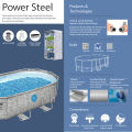 Bestway Above Ground Steel Durable Frame Oval Pool With Port Holes, 14 Feet X 8.2 Ft X 39.5 Inch, Deep Family Swimming Pools, Summer Water Fun, Easy To Drain & Setup Full Size, With Filter Pump Cartridge, Ladder & Cover, Extra Depth Large For Adults 56714. 