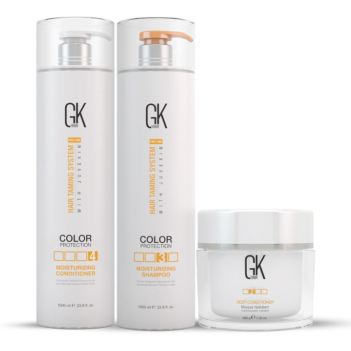 GK HAIR Global Keratin Moisturizing Shampoo & Conditioner 1000ml With Deep Conditioner 200g