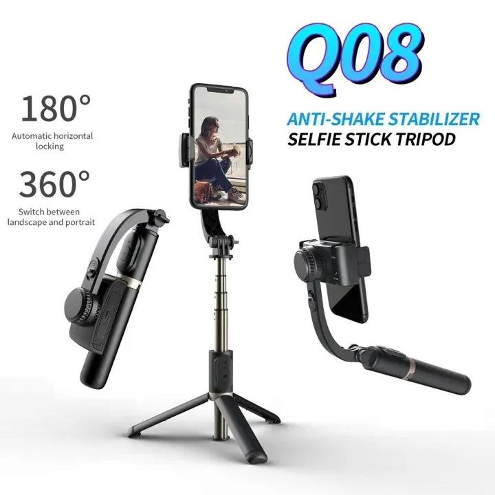 Q08%201-axis%20Gimbal%20Stabilizer%203-in-1%20Extendable%20Selfie%20Stick%20Tripod-IVXI%20Single%20Gimbal%20for%20Mobile,%20Camera%20Single-Axis%20Q08%203-in-1%20Gimbal%20wireless%20Camera%20Stabilizer%20-%20Image%202