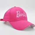 Outdoor Shading Barbie Pink Baseball Caps Curved Brim Embroidery Letter Adjustable Girls Hats Fashion Accessories. 