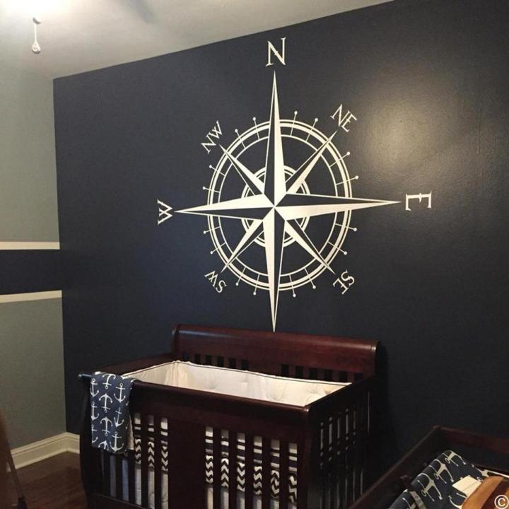 Large The Captain Compass Rose Wall Sticker Ceiling Adventure Medallion Wall Decal Bedroom Living Room Vinyl Decor