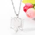 Stainless Steel Albanian Double Headed Eagle Necklace Russian Albania Flag Eagle Pendants Necklace Ethnic Jewelry S. 