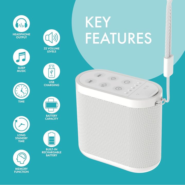 Flexi%20Dream%20%7C%20White%20Noise%20Machine%20Baby%20Adults%20%7C%2021%20Soothing%20Sounds%20Sleeping%20Nursery%20Travel%20Home%20Office%20%7C%2016%20Hours%20Play%20%7C%20USB%20Rechargeable%204%20Timer%20%7C%2032%20Levels%20Volume%20(White)%20-%20Image%206