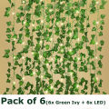 Green Leaf Garland String Lights,[ pack of 1 / 6 / 12 ] Vine Fairy Lights with Blinking Feature for Bedroom, Wedding, Home Decor - Battery Operated, Wall Garden Stairway Decorative Lighting with Switch Control - Artificial Floral Theme  (battery included). 