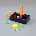 Kids Kitchen Toys Plastic Simulation Electric Dishwasher Sink Pretend Play With Electric Water Wash Basin Toy. 
