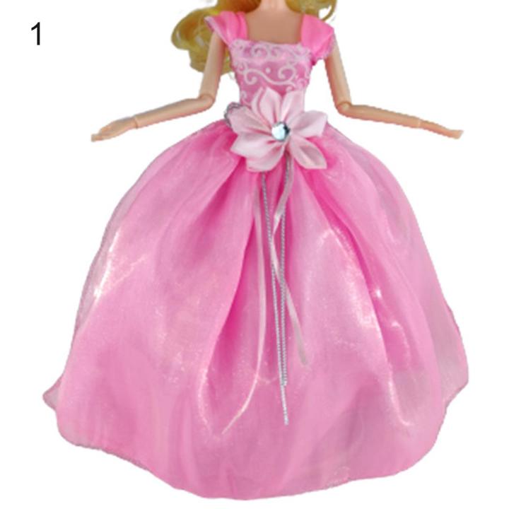 Doll Long Dress Smooth Surface Delicate Craft Replaceable Girl Doll Wedding Dress for Children