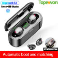 Topewon F9 Wireless Earphone IPX7 Waterproof Earbuds LED Display Built In HD Mic Headphone with 2000mAh Power. 