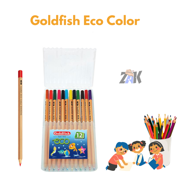 Goldfish Eco 12 Triangular Color Pencils - Pencil Color - School kids Stationery Pack of 1