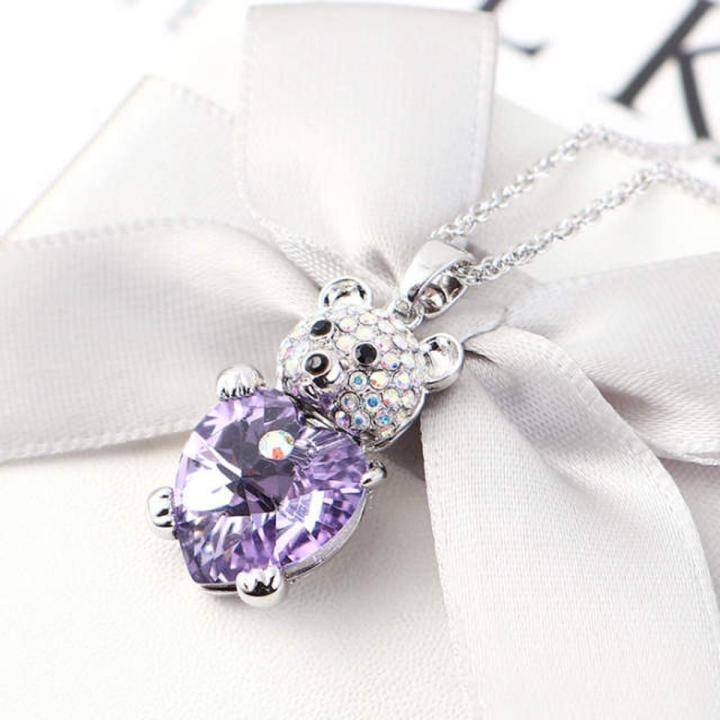Cute Elegant Bear Necklace Pendants Crystals from Swarovski Animal Necklace Jewelry Christmas Gift
