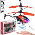 Alsimba Flying Helicopter Hand Induction Control With LED Light Gravity Sensor USB Rechargeable Toy For Kids - No Remote Required - Size Approx. 8 inches - Red. 