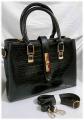 Imported Leather Black Leather Bag with a strap. 