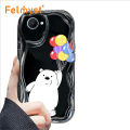 FELMYST for Realme C30 C31 C33 C35 C55 Realme Narzo 50A Prime Back Cover Three Little Bears Cream Texture Wavy Edge Soft Silicone Phone Case. 