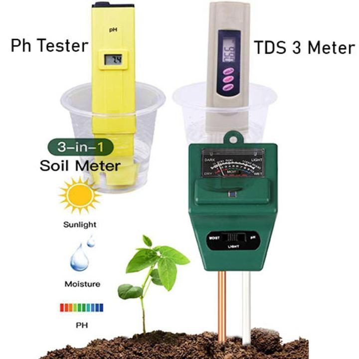 3 in1 Soil Ph Tester with LCD Digital Ph Tester Kit and TDS 3 Meter / Water Quality Tester