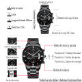 NIBOSI Chronograph Watches Men Stainless Steel Band Waterproof NI2309. 