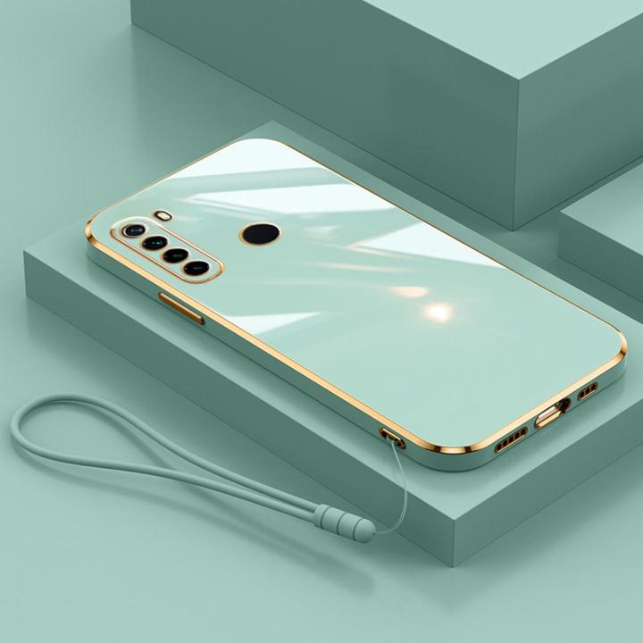 For Realme 6i Realme Realme 5i Realme 5s Cover with Wrist Strap  Fashion Shiny Plating Square Bumper Girls Phone Case Soft TPU Silicone