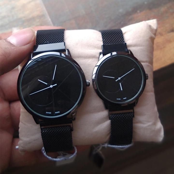 Magnet Couple Watche Black Color