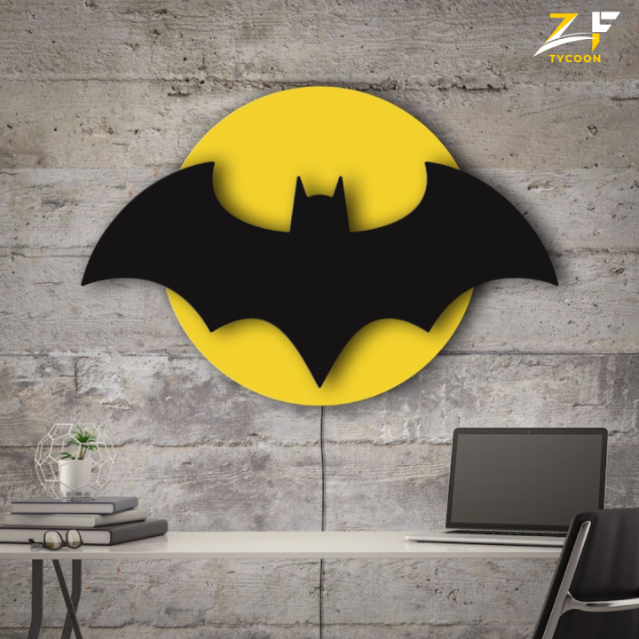 ZF Bat Wooden LED sign, Batman sign light, Bat led sign, Bat LED light ...