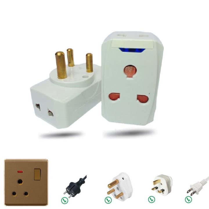 15A 3 Pin Multi Plug Power Plug Adapter Type M Plug Socket With Safety Shutter Plug For High Voltage Plug Load And Safety Electrical Uses Strong Safe And Durable Highly Efficient Reliable Plug AC Plug For AC White