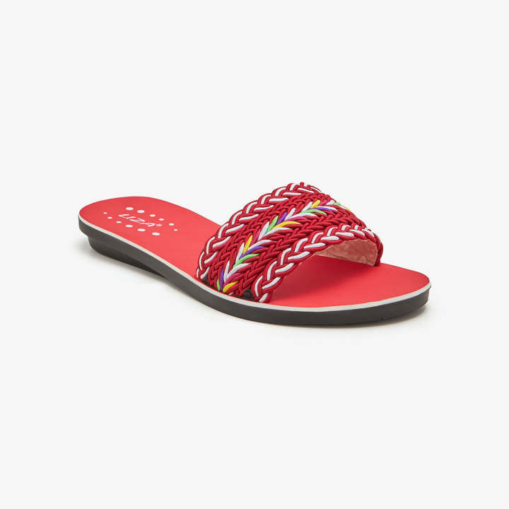 Liza Women's Embroidered Chappals For Women - RED CHAPPAL For Women - New Summers Arrival March 2025 - Shoes For Women