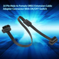 16 Pin Male to Female OBD2 Extension Cable Adapter Connector With ON/OFF Switch. 
