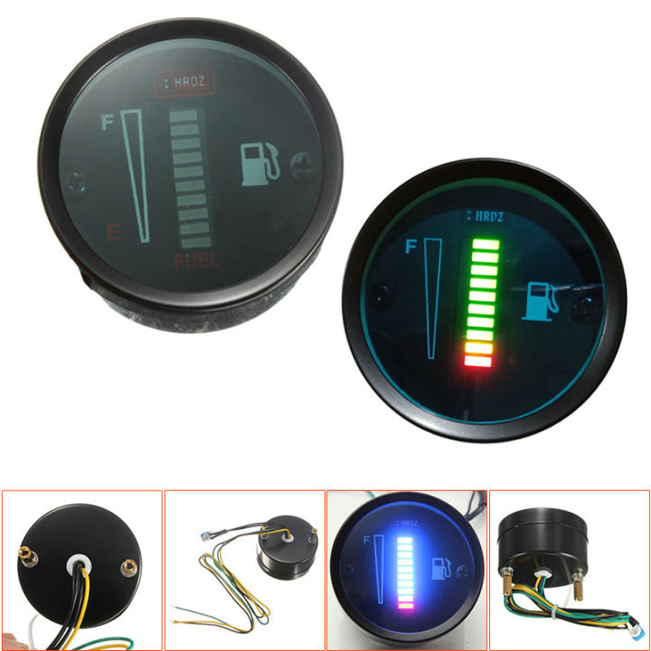12V/24V Universal 52mm Car Motorcycle Fuel Level Meter Gauge 8 LED Light Display