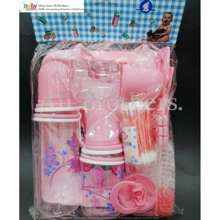 Baby Set of 3 Feeders 2 Feeder Brushes, Baby Soother, Cloth Catcher 3 Nos and Bib Imported Made BPA Free Feeder