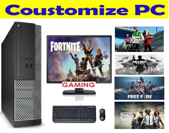 Complete Desktop Computer 7010  Gaming Pc - Core i3 3rd Gen - 8GB RAM DDR3 - 500GB Hard Disk - Graphics Card  1GB  - Windows 10 - 19 inch LCD - Keyboard - Mouse - Power Cables -  GTA 5 & PUBG or Call Of Duty Games Installed
