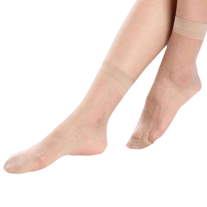 Ladies Ultra-Thin Nylon Ankle Socks (Skin & Black)