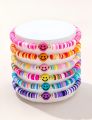 Clay Flat beads bracelet with Smily in different colors. 