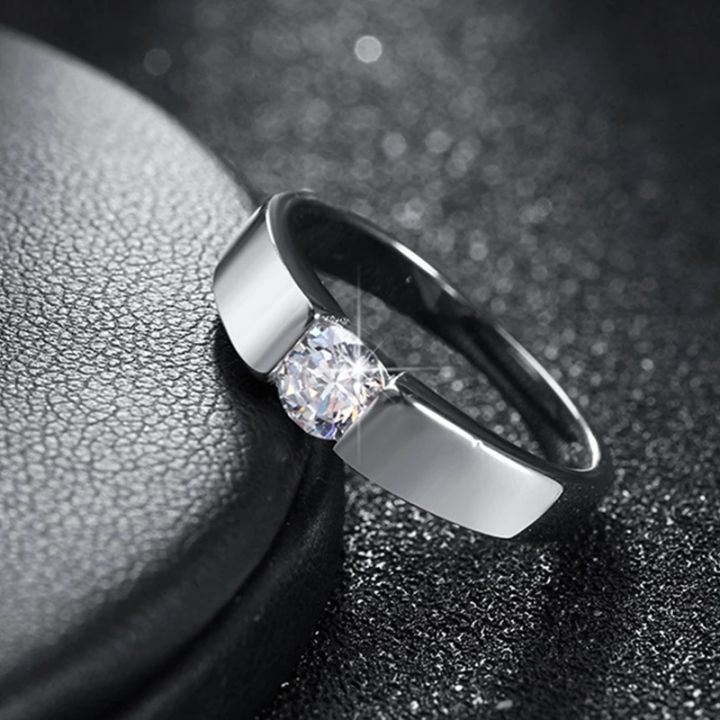 Never fade Men Classic Stainless steel Zircon Ring For Men Women Wedding couple Engagement jewelry