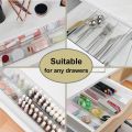 Clear Plastic Drawer Organizers Set, Bathroom and Vanity Drawer Trays, Large Clear Acrylic Kitchen Drawer Stationary Organization and Storage Dividers, Non-Slip Storage Makeup Trays Transparent Cosmetic Organizer Storage Bins for Makeup, Bedroom. 