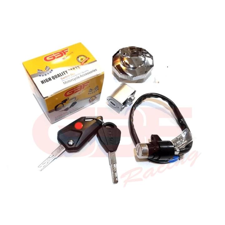 3 Pcs Lock Set (Ignition+Handle+Petrol Tank Cap) with Stylish Computer Folding Key for All 70cc Motorcycle Bike