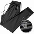 Ice Silk Leggings Men's Summer Thin Mesh Exercise Casual Pants Loose Side Zipper plus Size Air Conditioning Pants. 