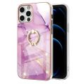 Case for iPhone 12 / iPhone 12 Pro Marble Pattern Hybrid Hard Back Soft TPU Bumper Case Cover with Ring Holder Stand. 