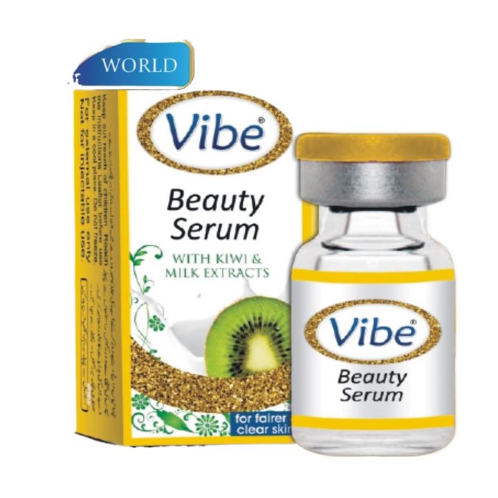 VW VIBE WHITENINGS MILKY BEAUTY SERUM FOR FACE FRESHNESS, FRECKLES, ANTI WRINKLES WITH KIWI AND MILK EXTRACTS FOR ALL SKIN TYPES 3.5 ML