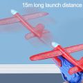 Air Battle AirPlane Glider Eva Soft Aircraft Flying Outdoor Toy 2 in 1 Hand Throw Lighting Up Flying Glider Plane Toys Foam Airplane learning LED Flash Game Toys For Children / Launcher Toys Light Foam Flying Plane, Large Throwing Toy, Model Airplane Toys. 