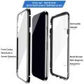 For Apple iPhone XS Max Casing 360° Full Body Transparent Tempered Glass with Magnetic Adsorption Metal Bumper Case Cover. 