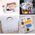 Multi layer Transparent Plastic Removable Grid Painting Brush Art Craft Stationary Accessories Case Box Organiser. 