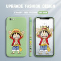 Jizetin for iPhone 6s Plus / 6 Plus Case Anime One-Piece Monkey D. Luffy Anime Side Design Phone Case Square Edge Pattern Liquid Silicone Cases Full Cover Camera Shockproof Protective Case. 