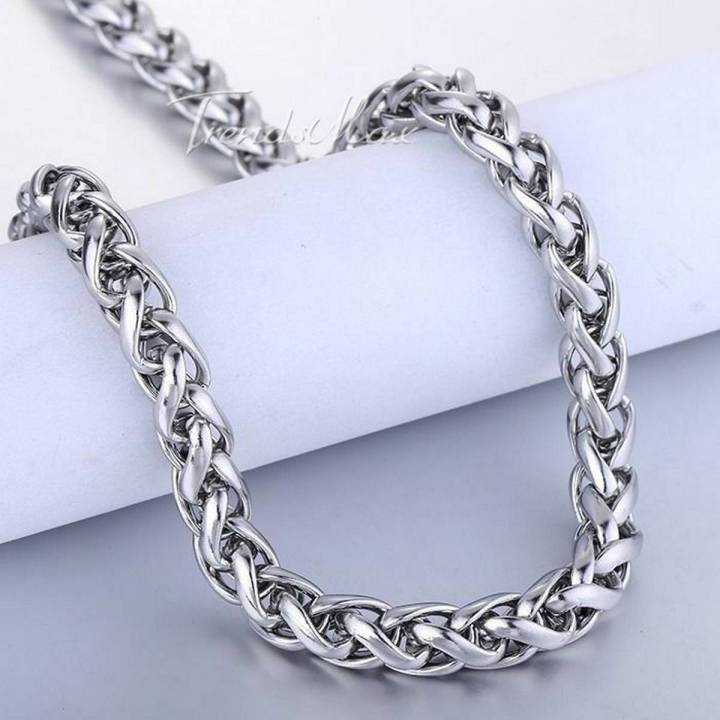 Silver Stainless Steel Wheat Link Chain For Boys/Men High