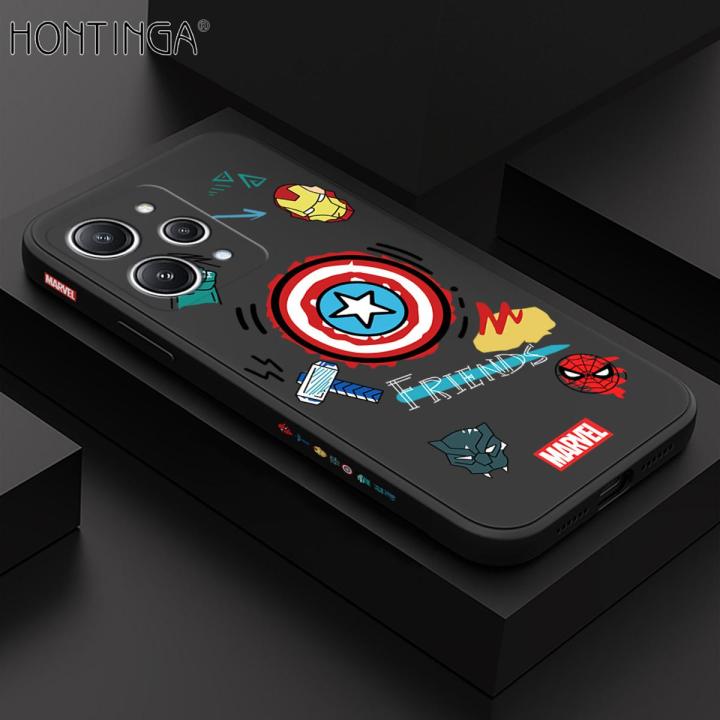 Hontinga for Redmi 12 Back Cover Cartoon Anime Icon Side Design Phone Case Square Soft Liquid Silicone Mobile Cover