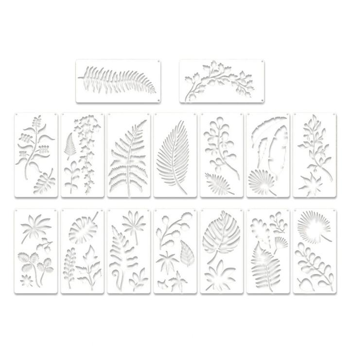 16 Pieces Leaves Stencil Reusable Sheet Painting Stencil Wall Stencil