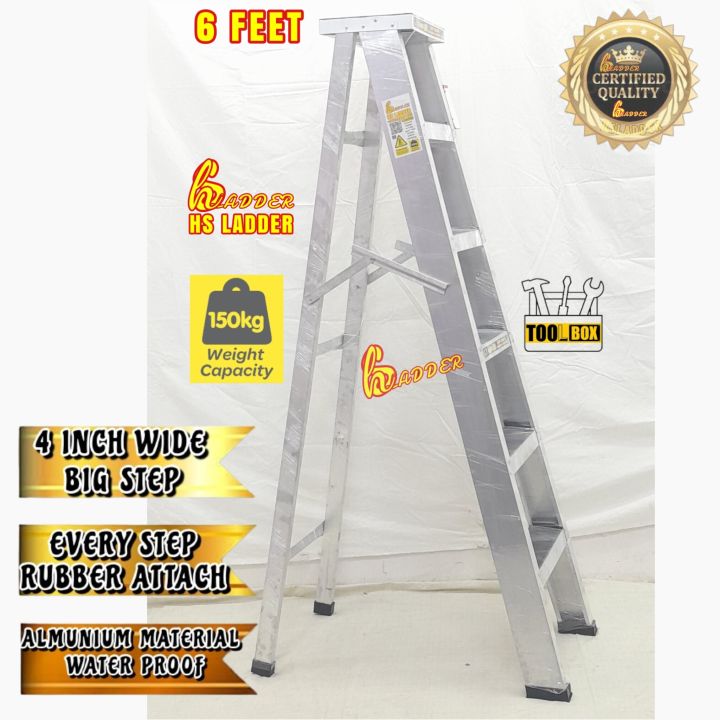 Almunium Folding Ladder 6 Ft Heavy Duty Tool Box Plate Form Attach ...