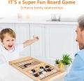 Large Wooden Sling Puck Game – Fast Sling Hockey & Foosball Winner Board Game for Kids & Adults, Tabletop Football & Basketball Shot Game, Parent-Child Interactive Family Party Board Game. 