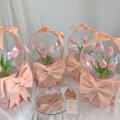 Diy Flower Packaging Box Customizable Acrylic Material Wave Ball Design Acrylic Flower Box Hug Bucket Style Transparent Tulip Bouquet Box for Valentine'S Day Romantic Gift Bouquet Display Flower Arrangement Gift Packaging. 