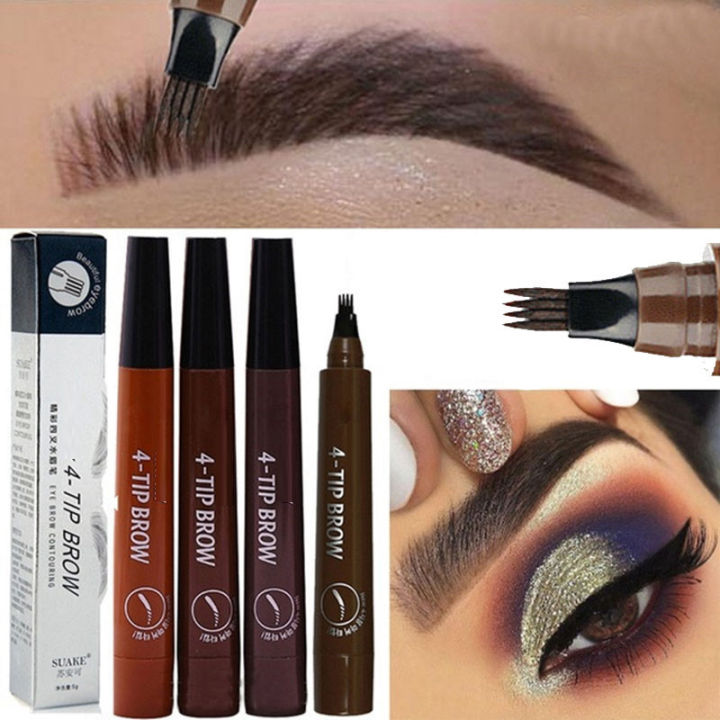 TINT MY 4-TIP BROW Liquid Eyebrow Pencil Waterproof Microblading Fork Tip Fine Sketch Eye Brow Tattoo Tint Pen Korean Cosmetics Feeoi Freeio