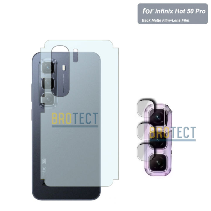2 in 1 Infinix hot 50 pro Back Matte Protector + Camera Lens Protector Soft Nano 9H Flexble Sheet & Vinyl Lamination wrap paper For hot 50 pro - Transparent
